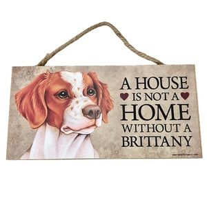Love & Laughter Brittany Spaniel Dog Wall Wooden Sign Decor